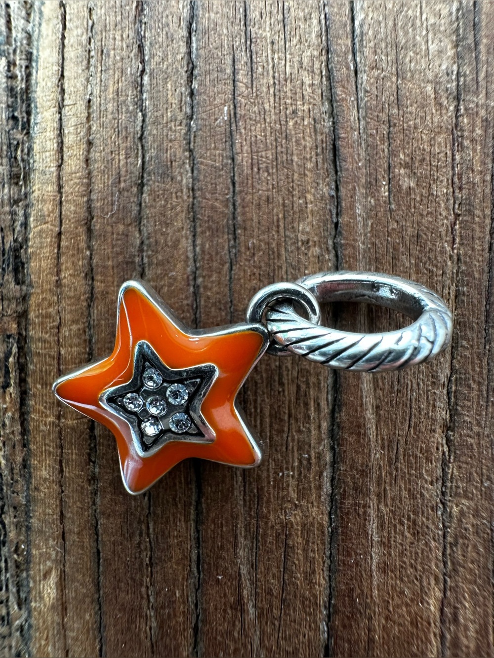Sterling Silver Orange Star Charm with Heart Accent - Picture 5 of 5